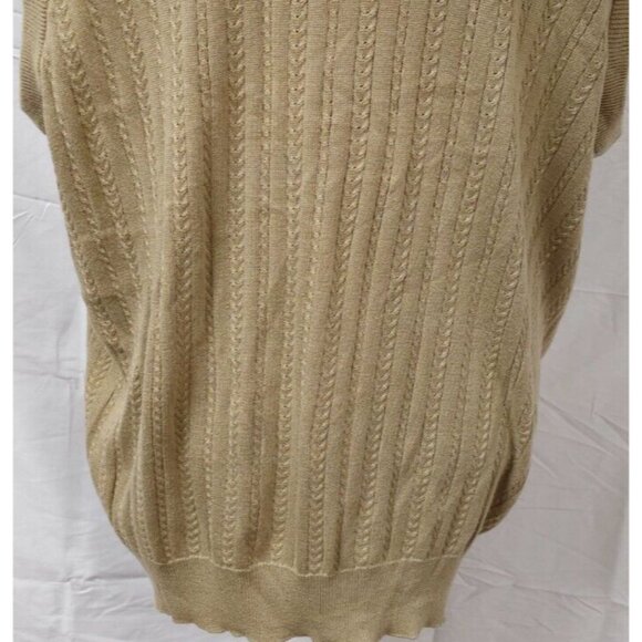 PGA TOUR Mens XL Beige Cable Knit Sleeveless V-Neck Logo Golf Sweater Vest - Picture 10 of 11